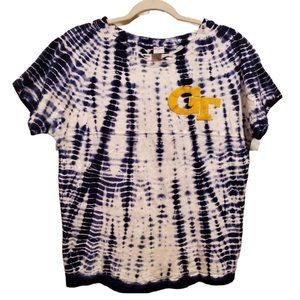 Georgia Tech Blue/White/Yellow Tie Dye Short Sleeve T Shirt Size S-M